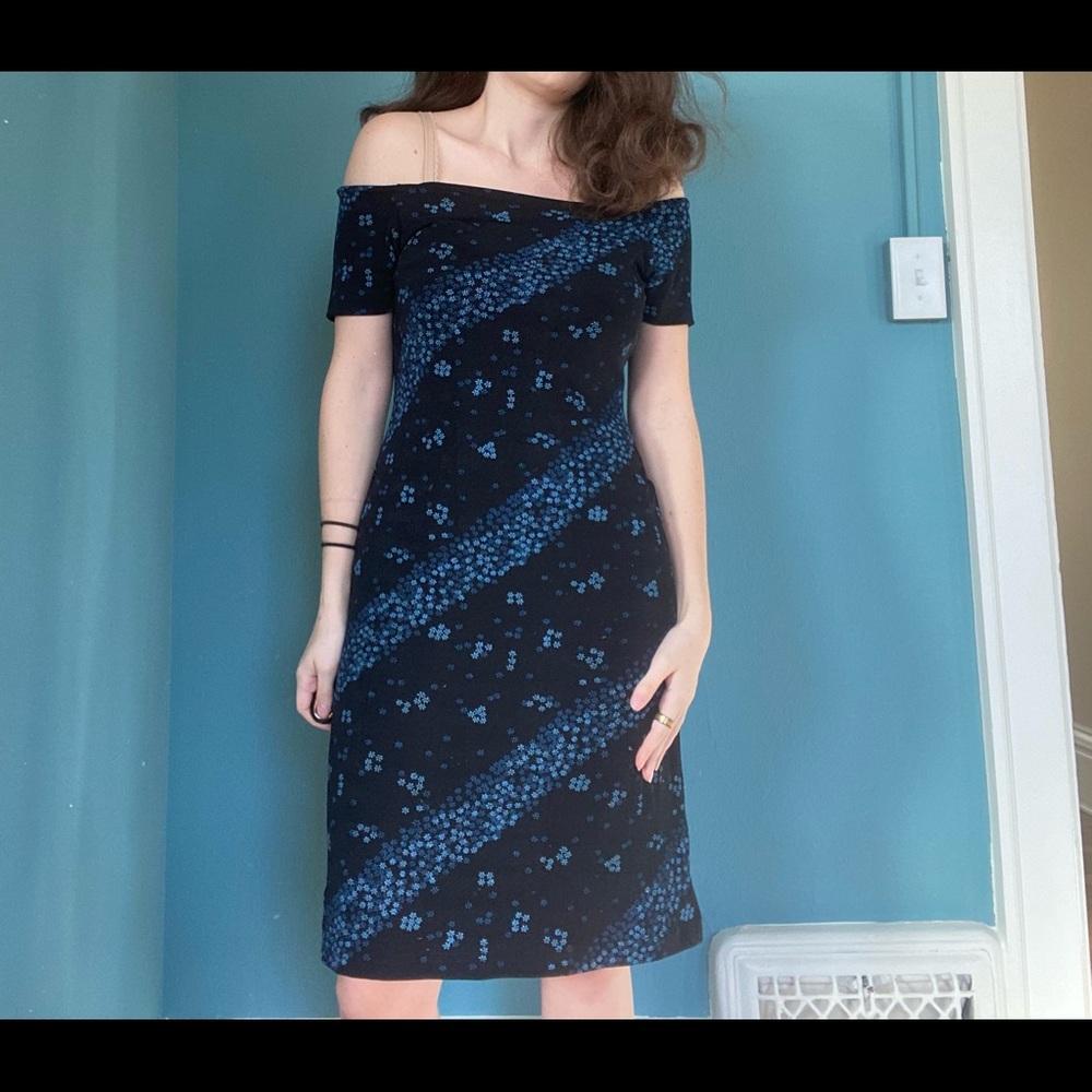 90s Floral Off-The-Shoulder Dress